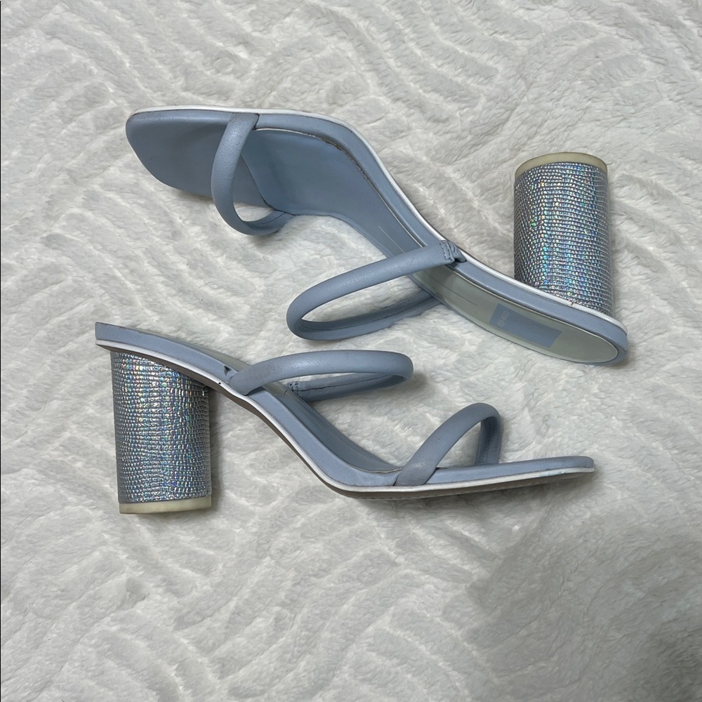 Dolce Vita Noles Light Blue Silver Block Heel Sandals 7.5 - Picture 9 of 14